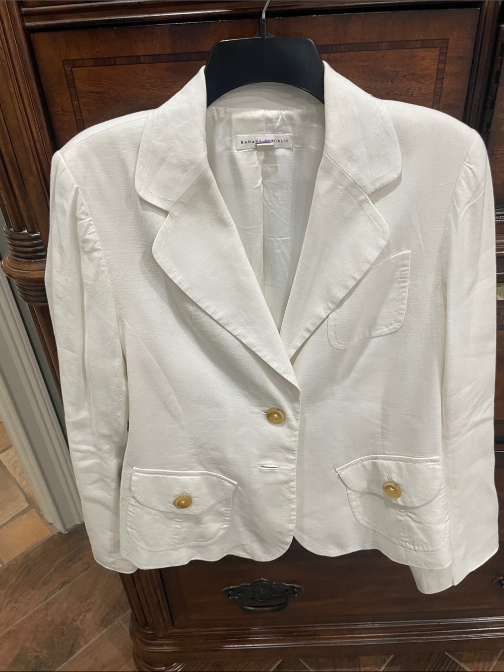 Banana Republic Women's Cream Single-Button Tailored Blazer